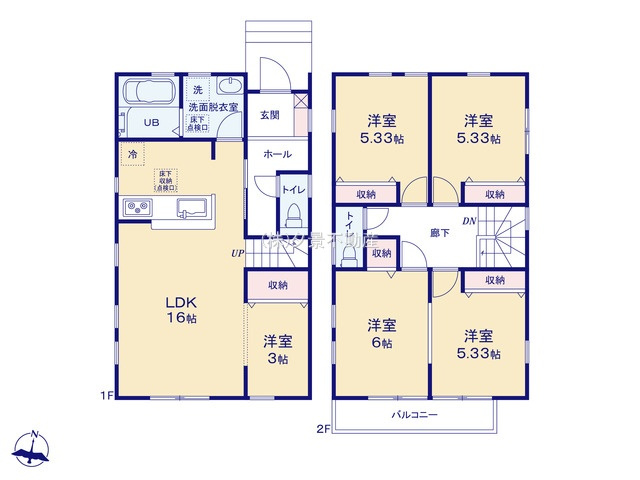 《仲介手数料無料》上尾市大字小敷谷555-25新築一戸建てリーブルガーデンの間取り