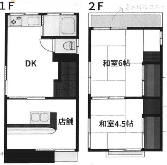 志木市柏町戸建（店舗付き住居）の間取り