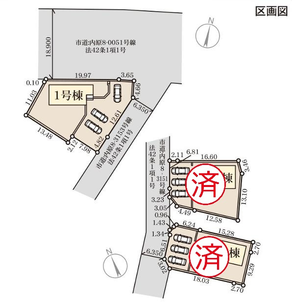 水戸市内原町第12　新築戸建　1号棟の区画図