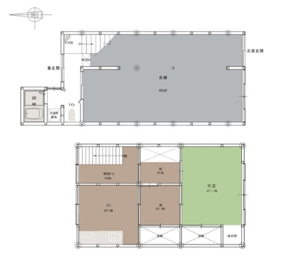 紫野東野町店舗付戸建の間取り