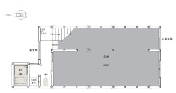紫野東野町店舗付戸建の間取り