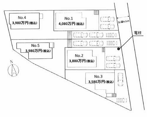 伊勢原市沼目４丁目　全5棟　２号棟の区画図