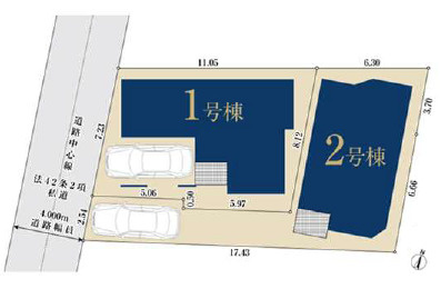 中野区沼袋2丁目　好立地×耐震　快適住宅　全2棟の区画図