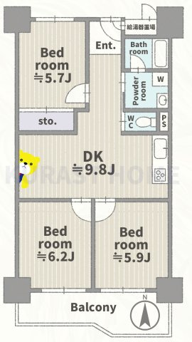 桂川ハイツ1号館　9階の地図
