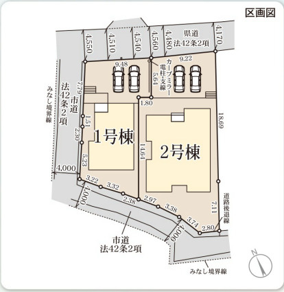 【区画図】 | 糸島市加布里5丁目第8　1号棟（全2棟）【仲介手数料無料・0円】 | 区画図です。