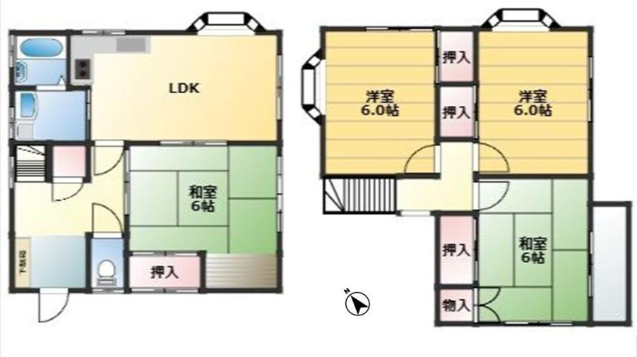 吉見町御所　中古一戸建ての間取り
