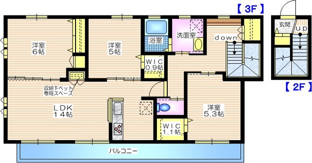 グランソレイユ本牧の間取り|広々した３ＬＤＫ・８３．１８平米