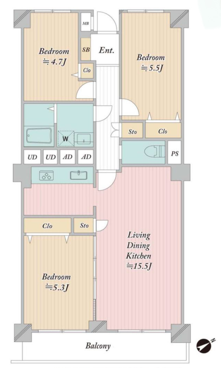 サンハイツ常盤平B棟の間取り