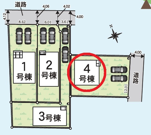 西尾市寺津町第8　新築分譲住宅　全4棟　4号棟の区画図
