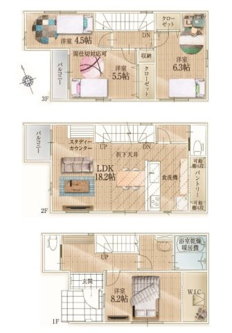 【間取り】 | 福岡市西区愛宕浜4丁目1期　3号棟（全3棟）【仲介手数料無料・0円】 | 平日、土日祝日もお好きな日時にご見学可能です。お気軽にお問合せ下さい。