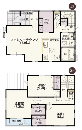 【間取り】 | 桶川市上日出谷第13期　クライン　新築戸建　全2棟　1号棟