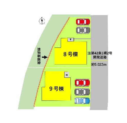 熊本市南区元三町1丁目第3-2棟（8号棟）　の区画図|配置図（8号棟）