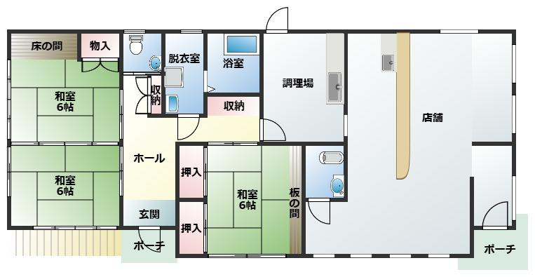都城市上川東１丁目の住付店舗の間取り