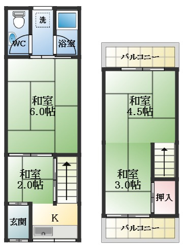 【間取り】 | 天美南2丁目テラスⅡ