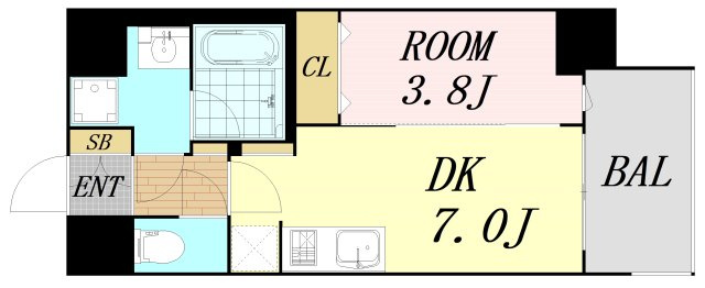 スプランディッド弁天町DUE　仲介手数料無料の間取り