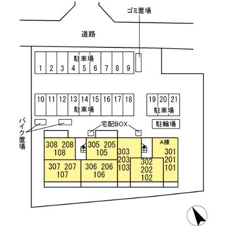 N・D-ROOM IIDACHOU A棟の区画図