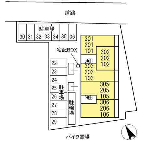 N・D-ROOM IIDACHOU B棟の区画図