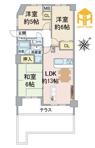 サンマンションアトレ吹田片山通りの間取り|※図面と現況が異なる場合は、現況を優先します。