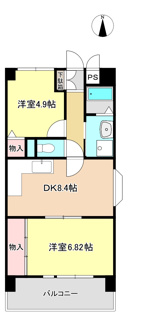 【間取り】 | バスタ　３０１ | ※お部屋のグレードUP♪過去に、和室から洋室へ間取り改造！！【２０２３．３施工】和室６帖・タンス置場０．82帖⇒洋室６．82帖