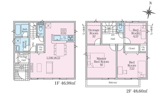 福岡市西区今宿東3丁目第10-6棟(1号棟)の間取り|全居室収納付きで便利です。