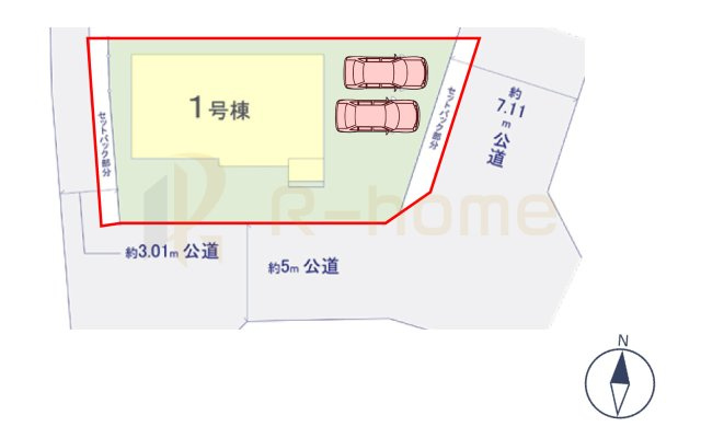 水戸市河和田12期　新築戸建て　1号棟の区画図|大きなお買い物だからこそ、メリット・デメリットを伝えさせて頂きます。
R-homeにお任せください♪
