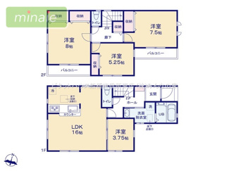 【間取り】 | 地震に強い家　長期優良住宅　原木4　全2棟　1号棟