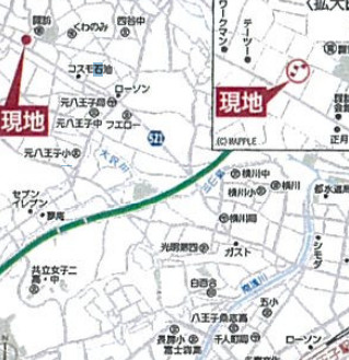 祝：成約済み　八王子市　諏訪町　新築戸建て　３７期の地図|～仲介手数料無料☆八王子ひなた不動産～　八王子市諏訪町　新築戸建て