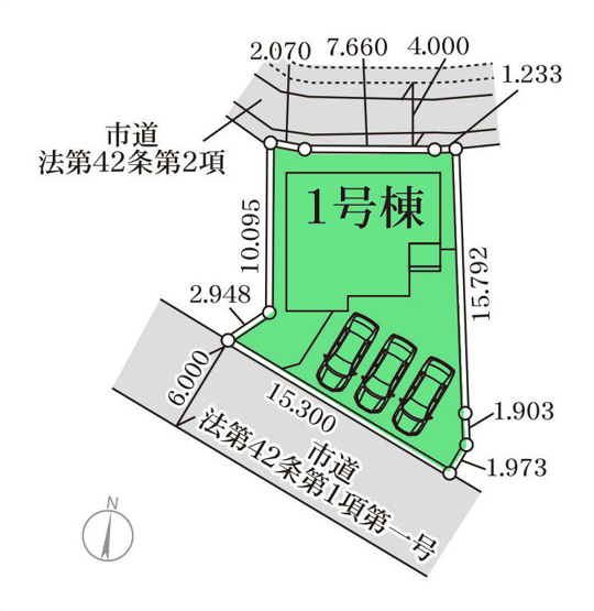 【区画図】 | リーブルガーデン.S高崎市第3片岡町ー① | カースペースは並列3台駐車可能！