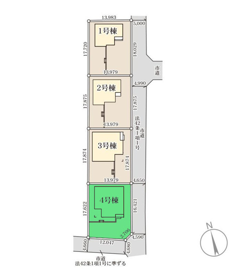 【区画図】 | リーブルガーデン.S前橋市富士見町第11時沢ー④ | カースペースは並列3台駐車可能！
開放的な南東向き角地に面した敷地！