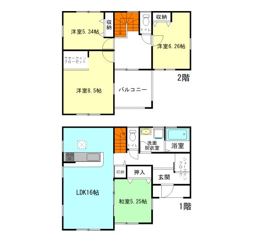 【間取り】 | リーブルガーデン.S前橋市富士見町第11時沢ー① | 玄関には嬉しいシューズインクローク完備！
2階ホールから直接アクセスできるインナーバルコニー！