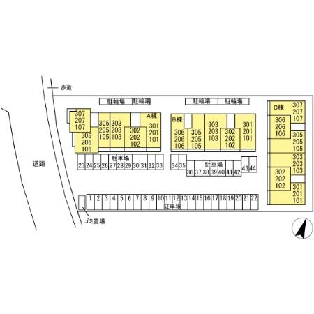 リシェスみのり台 A・B・C C棟の区画図