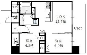 【間取り】 | ブランズタワー御堂筋本町