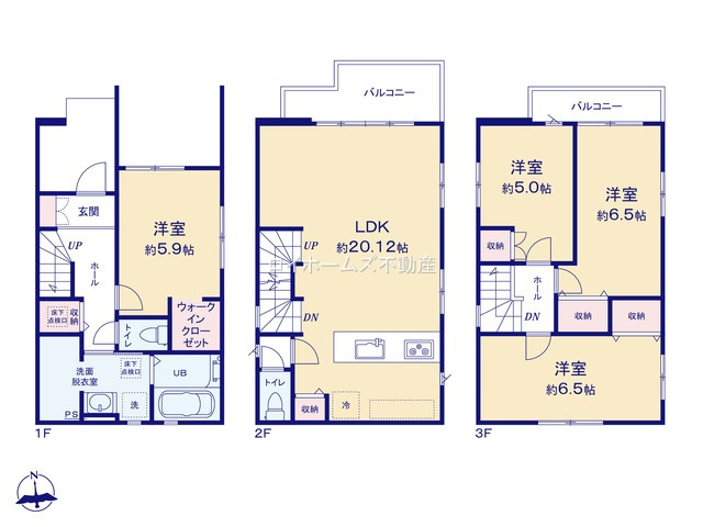 【間取り】 | 名古屋市瑞穂区本願寺町１丁目16『仲介料無料』新築戸建て | 1号棟