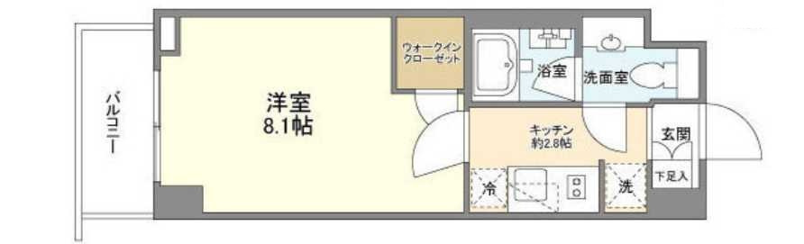 シェノン三軒茶屋　築浅　独立洗面台　ウォークインクローゼットの間取り