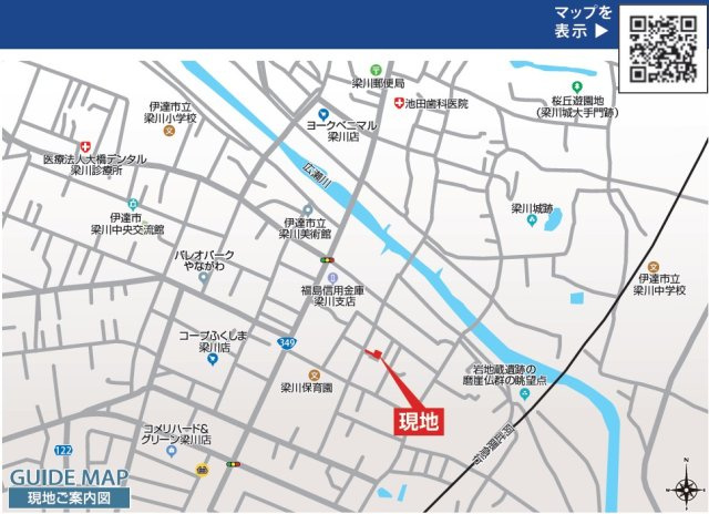 新築戸建・新築建売　伊達市梁川町中久保【耐震＋制震】梁川小・梁川中の地図