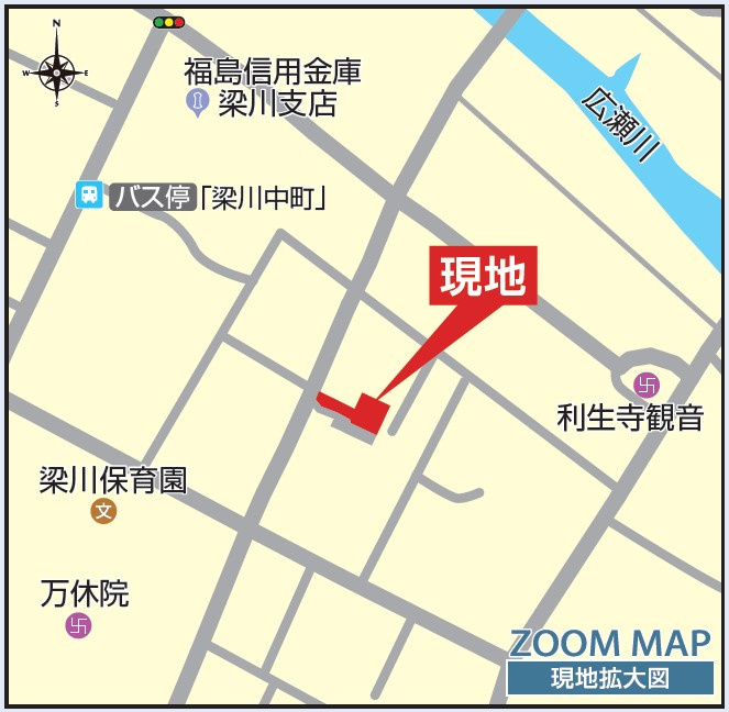 新築戸建・新築建売　伊達市梁川町中久保【耐震＋制震】梁川小・梁川中の地図