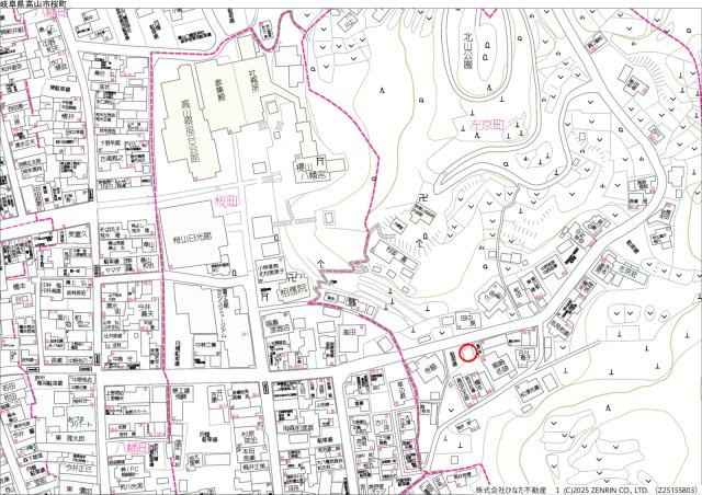 12/26成約　高山市左京町　1,200万円（10/15新規）の地図