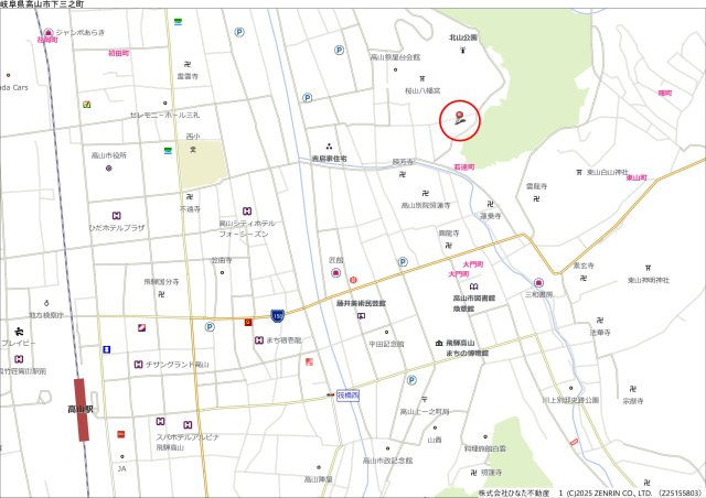 12/26成約　高山市左京町　1,200万円（10/15新規）の地図