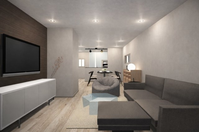 日向町Aプラン　建築条件付土地の完成予想図|【LDK20.25帖/イメージパース】自由設計の為、内装や外壁の色もお好みで変更可能です。お客様だけのイメージパースも作成いたします♪