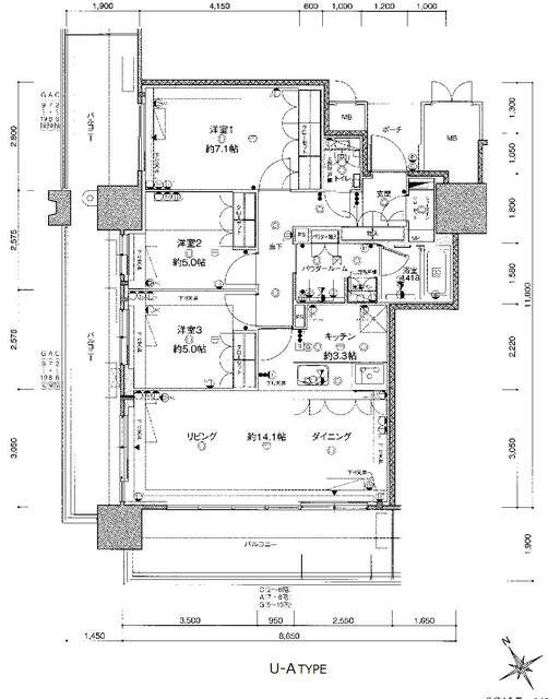 熊本市西区春日３丁目の賃貸マンションの間取り