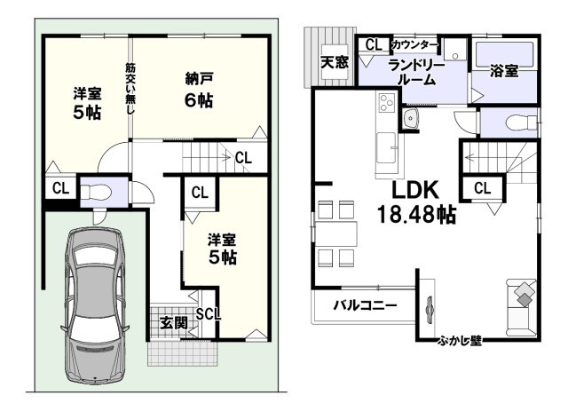 松川町2階建プラン　建築条件付土地の参考プラン|建物プラン例/建物価格1599万円、建物面積80.20m2