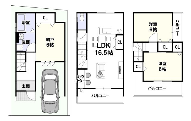 南庄所町Aプラン　建築条件付土地の参考プラン|新築参考プラン：建物1749万円、建物面積93.02m2