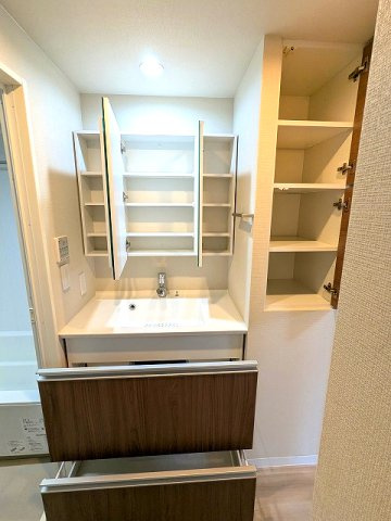 URBAN PARK浅草Ⅱの設備|三面鏡付ハンドシャワー付独立洗面台です