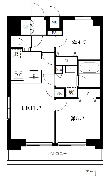 URBAN PARK浅草Ⅱの間取り|反転タイプ