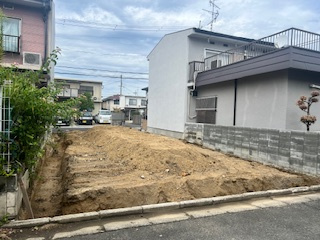 交野市松塚　第1期　売土地の前面道路含む現地写真