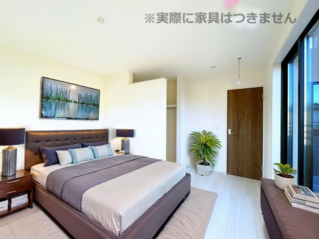 新築戸建・新築建売　安積笹川第13　第三小・第二中の洋室|画像はAI加工による演出で、実際の家具は付きません。
