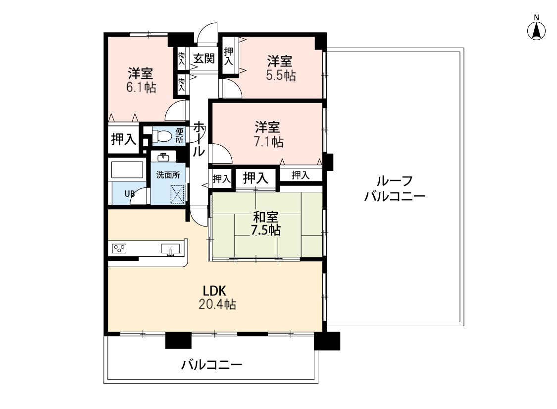 ヴェルナール松江の間取り|広々99.60㎡　多様な使い方が可能です