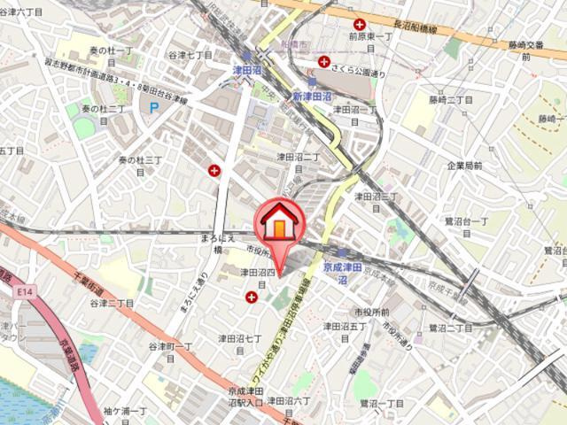 習志野市津田沼４丁目の賃貸マンションの地図