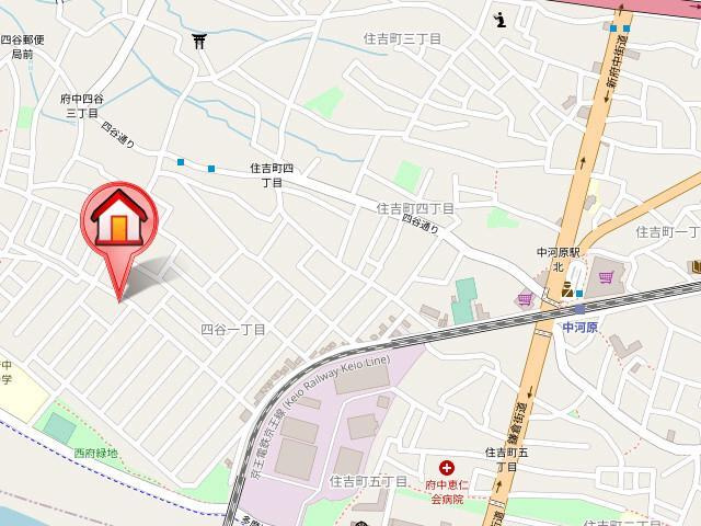 府中市四谷１丁目のアパートの地図