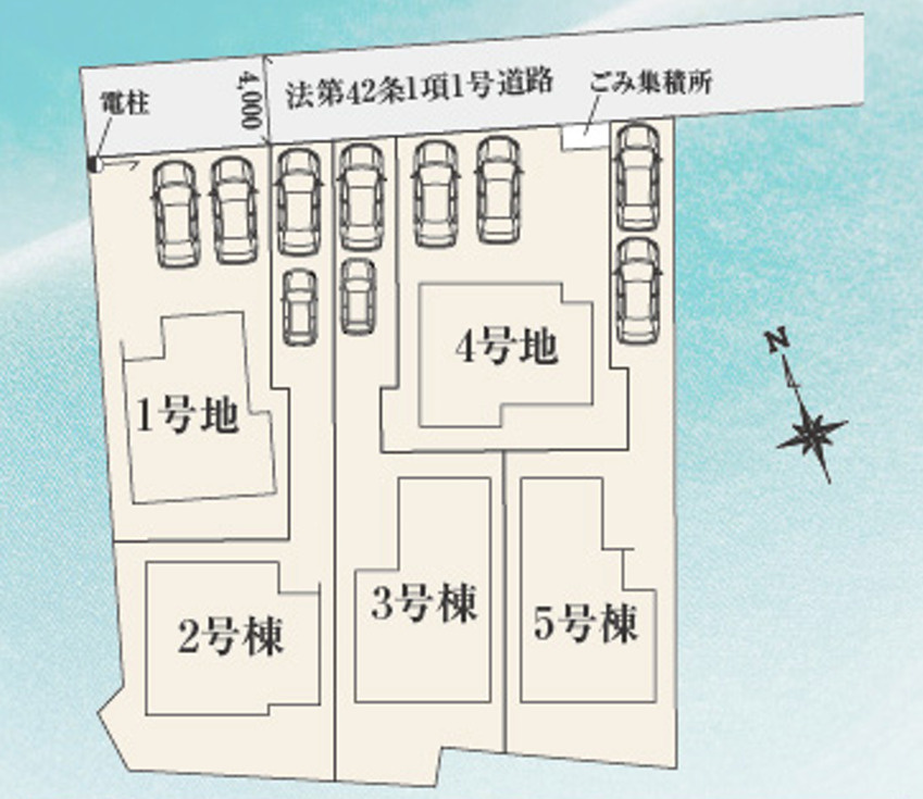 新築/朝霞市根岸台７丁目第２期　全５棟の区画図